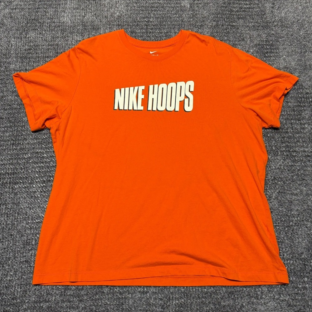 Nike Mens Hoops Basketball T-Shirt XXL Orange‎ Graphic Short Sleeve